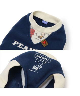 PET PARADISE スヌーピー 重ね着風トレーナー《ハグ柄》 小型犬 ネイビー