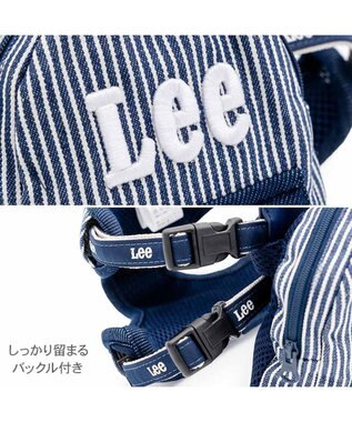 PET PARADISE Lee ヒッコリー ロゴ リュック付きハーネス ＳＳ 小型犬 ネイビー×ホワイト