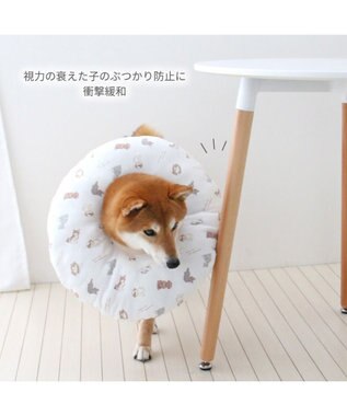 PET PARADISE ペットパラダイス makokoro エリザベスカラー 《わんちゃん柄》 ＳＭ 中型犬 ベージュ