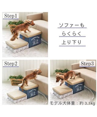 PET PARADISE ペットパラダイス スヌーピー ２段 ステップ 収納付き ゆとり 紺（ネイビー・インディゴ）