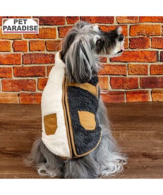  ペットパラダイス 切替 背開きジップアップ ベスト 《ブラック》 小型犬