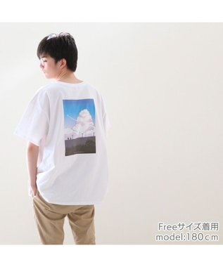 Mother garden しろたん ビッグ Ｔシャツ 半袖 バックプリント 《入道雲》 フリーサイズ 白~オフホワイト