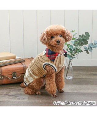 PET PARADISE ペットパラダイス 襟付ニットベスト 小型犬 ベージュ
