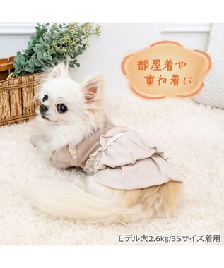 PET PARADISE ペットパラダイス プレミアム ペティヒート ワンピース 《花刺繍》 小型犬 ベージュ