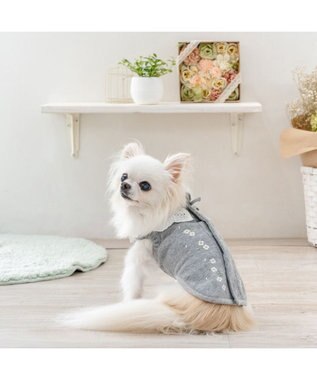 PET PARADISE ペットパラダイス お花刺繍 ベスト 小型犬 ライトグレー
