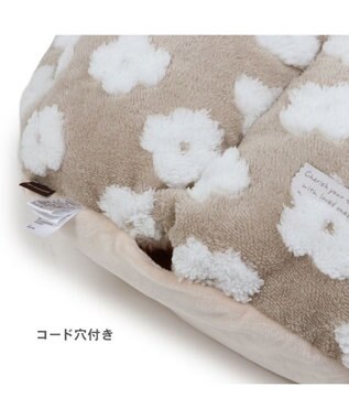 PET PARADISE ペットパラダイス 遠赤外線 ボア ドーム型寝袋 《お花柄》 小型犬 ベージュ