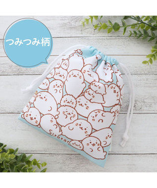  しろたん 巾着 18×20cm 《つみつみ柄》 【単品】