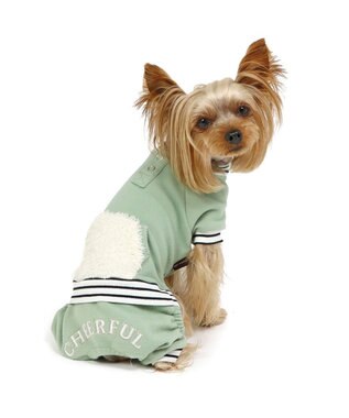 PET PARADISE ペットパラダイス 縞柄リブ   ロンパース《カーキ 》 小型犬 カーキ 縞柄
