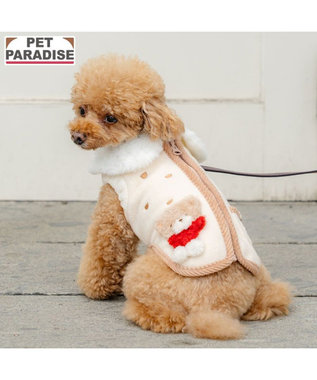 PET PARADISE ペットパラダイス くまちゃん 背中開き ベスト 《あったかマフラー刺繍》小型犬