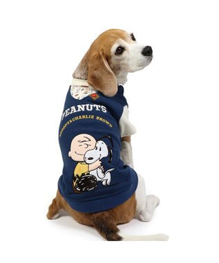 PET PARADISE スヌーピー 重ね着風トレーナー 《ハグ柄》中型犬 大型犬 ネイビー