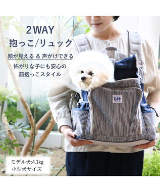 PET PARADISE Ｌｅｅ ハグ＆リュック  キャリーバッグ 《ヒッコリー柄》 M 小型犬 グレー