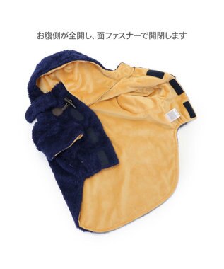 PET PARADISE J.PRESS ボアダッフルコート 小型犬 紺(ネイビー・インディゴ)