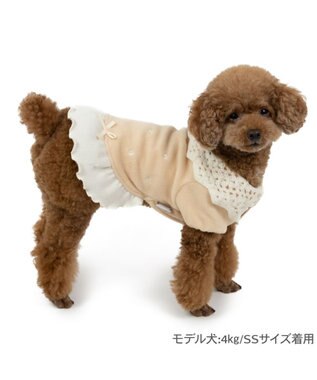 PET PARADISE ペットパラダイス ワンダフルストレッチ フリース 《お花刺繍》 小型犬 ベージュ