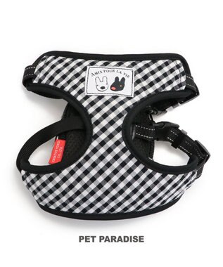 PET PARADISE リサとガスパール  リュック付きハーネス 《ギンガムチェック》 Ｓ 無彩色