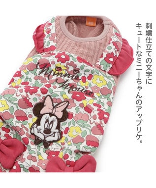 PET PARADISE 犬の服 犬 服 秋冬 ディズニー ミニーマウス ロンパース 【小型犬】 花柄 赤