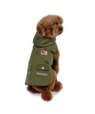 PET PARADISE J.PRESS 撥水 フード付きベスト 小型犬 カーキ