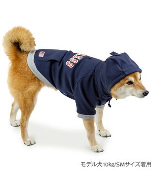 PET PARADISE J.PRESS ロゴ 裏起毛 パーカー 中型犬 ネイビー