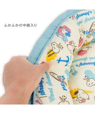 PET PARADISE スヌーピー クールカドラー 《アイス柄》 丸型 Ｌ ホワイト×ブルー