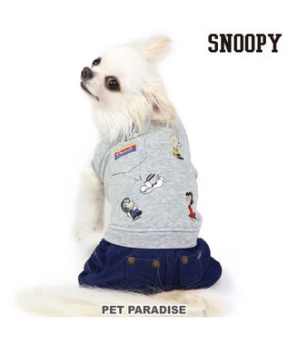PET PARADISE スヌーピー パンツ つなぎ 《刺繍 ホワイト グレー》【小型犬】 グレー