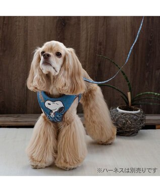 PET PARADISE スヌーピー リード 《デニム風》 Ｍ～Ｌ 大型犬 ネイビー