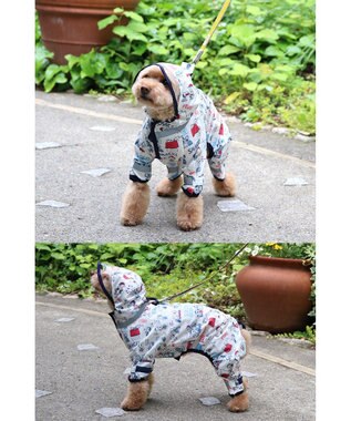 PET PARADISE スヌーピー 足付き レインコート《アメリカンビンテージ柄》小型犬 ホワイト