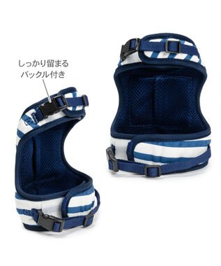 PET PARADISE リサとガスパール 保冷剤付 ベストハーネス 《ボーダー》 ＳＭ 中型犬 ホワイト×ネイビー