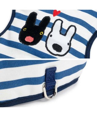 PET PARADISE リサとガスパール 保冷剤付 ベストハーネス 《ボーダー》 ＳＭ 中型犬 ホワイト×ネイビー