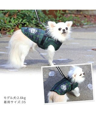PET PARADISE J.PRESS アウター ハーネスベスト 《チェック柄》 小型犬 緑