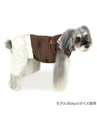 PET PARADISE ペットパラダイス ボーダー エコメイド パンツつなぎ 小型犬 ホワイト×ブラウン