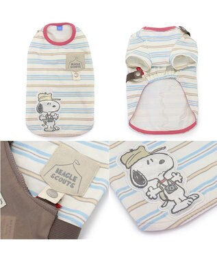 PET PARADISE スヌーピー お揃いTシャツ マルチボーダー《ホワイト》 小型犬 ホワイト