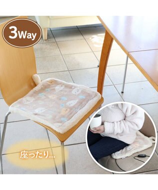 Mother garden しろたん USB ぽかぽか シートクッション ハンドウォーマー 38cm×35cm 茶系
