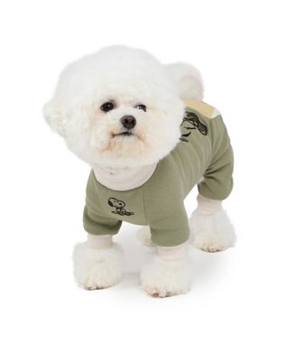 PET PARADISE スヌーピー プレミアムペティヒート ねむ ロンパース 小型犬 カーキ