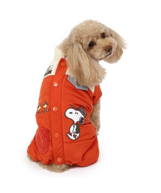 PET PARADISE スヌーピー 遠赤外線 綿入れつなぎ 小型犬 オレンジ