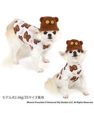 PET PARADISE ミニオン ティム バケットハット付き Tシャツ 小型犬 ブラウン