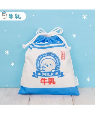 Mother garden しろたん 巾着 《牛乳柄》 牛乳柄