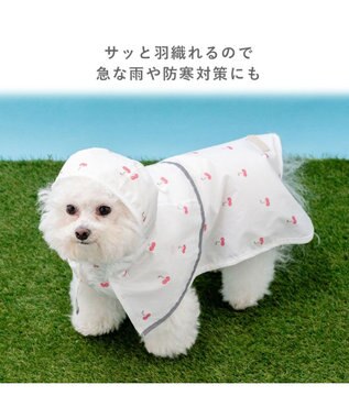 PET PARADISE ペットパラダイス ケープ付き レインコート 《チェリー》 小型犬 ホワイト×レッド