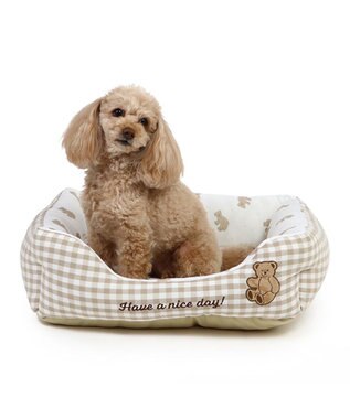 PET PARADISE ペットパラダイス  クール 四角カドラー 《くまチェック柄》 中型犬 くまチェック柄