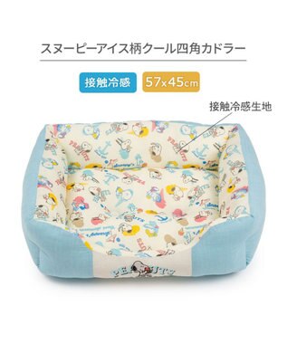 PET PARADISE スヌーピー クールカドラー 《アイス柄》 角型 Ｍ ホワイト×ブルー