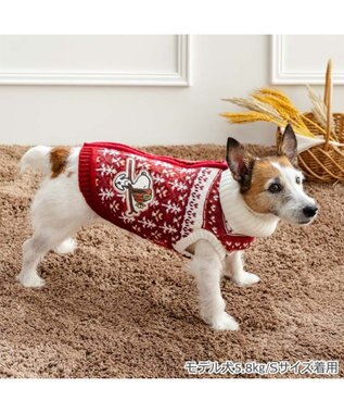 PET PARADISE スヌーピー 背中開き ニットセーター 《スキー柄》レッド  小型犬 レッド