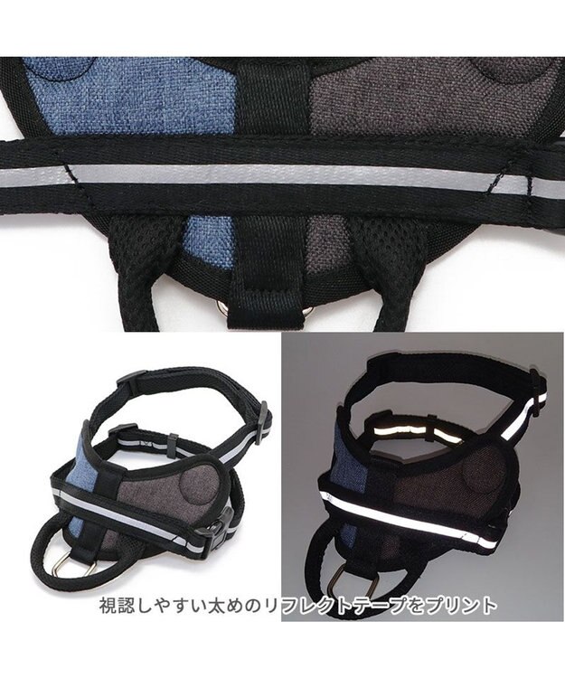 PET PARADISE ヘッドインハーネス 【Ｓ】 オレンジ / ブルー【  小型犬】 ブルー×ブラウン
