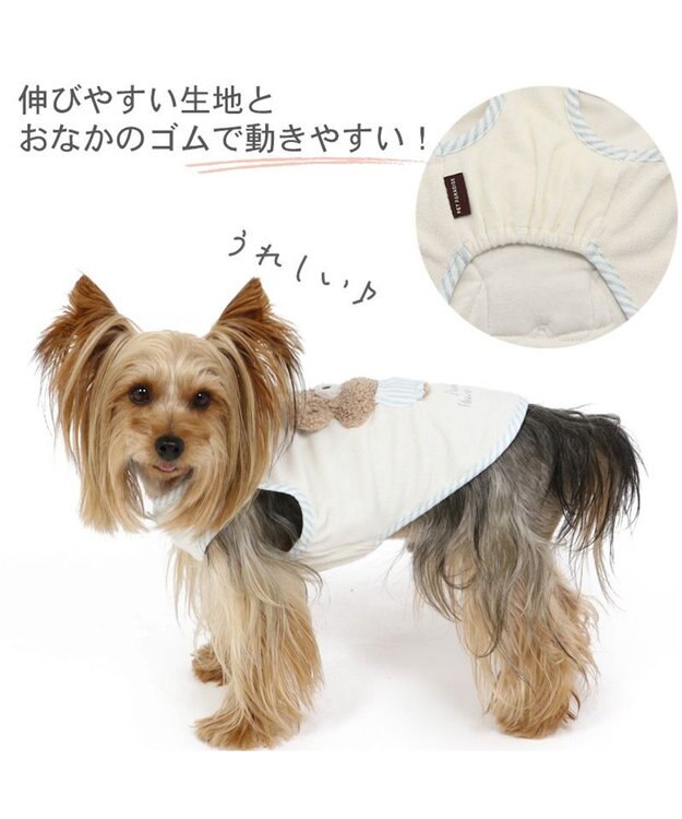 PET PARADISE ペットパラダイス サーモキープ タンクトップ  《くま パンツ柄》小型犬 白~オフホワイト