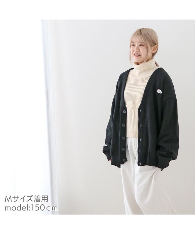 Mother garden しろたん 刺繍ニットカーディガン ユニセックス 黒