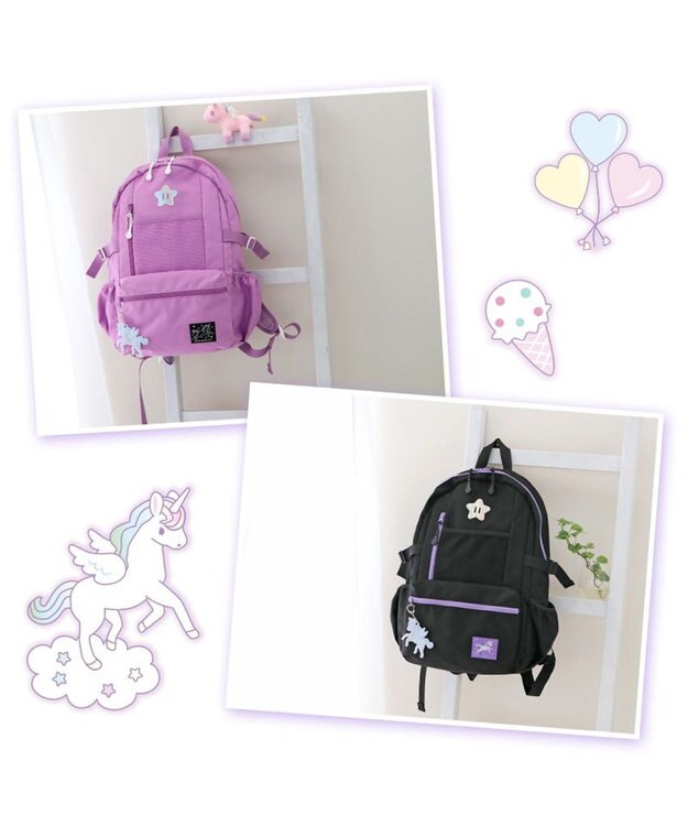 Mother garden マザーガーデン ユニコーン キッズ リュック パープル リフレクターキーホルダー付き パープル