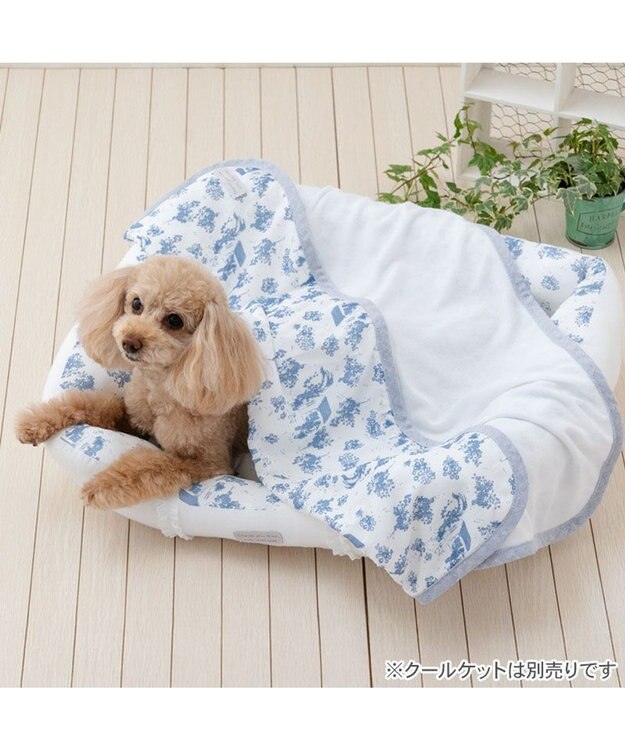 PET PARADISE ペットパラダイス クールカドラー 《トワルドジュイ柄》 四角型 Ｍ ホワイト×ブルー