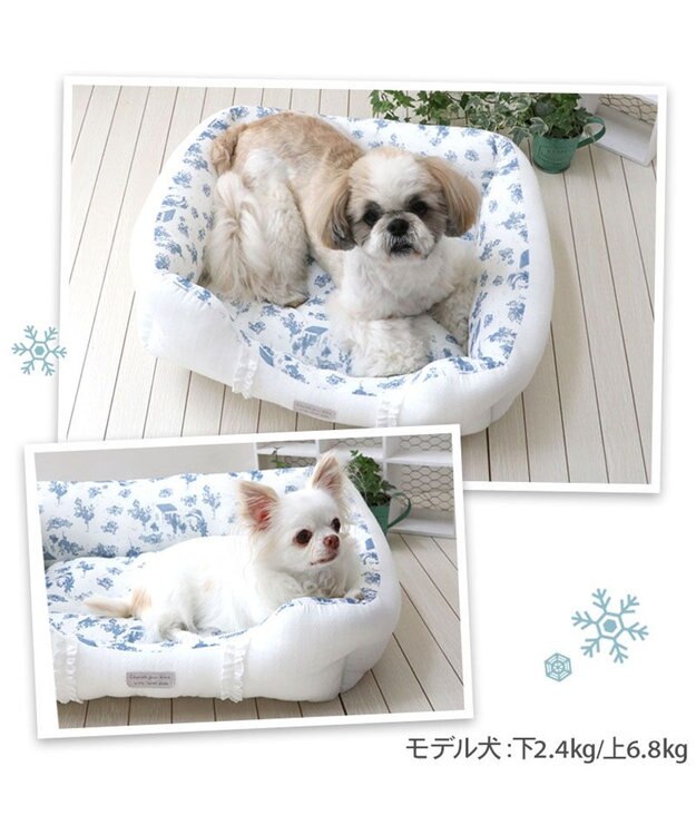 PET PARADISE ペットパラダイス クールカドラー 《トワルドジュイ柄》 四角型 Ｍ ホワイト×ブルー