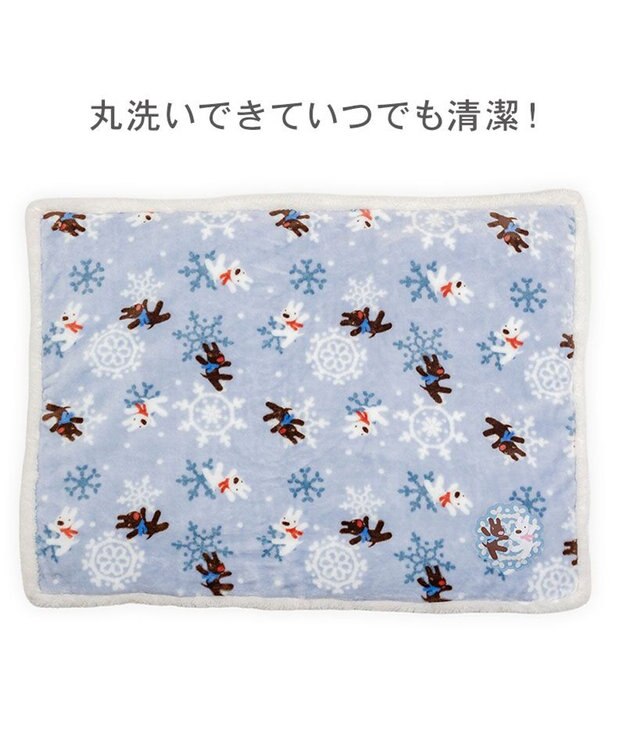 PET PARADISE リサとガスパール 遠赤外線 ボアマット 《雪編み柄》 ブルー