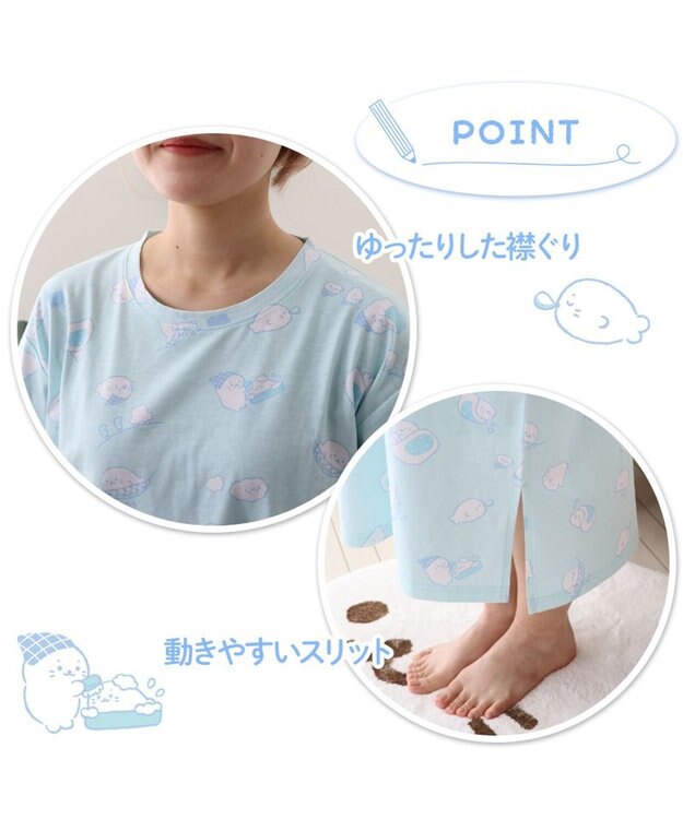 Mother garden しろたん Ｔシャツワンピース 半袖 日常柄　フリーサイズ 水色