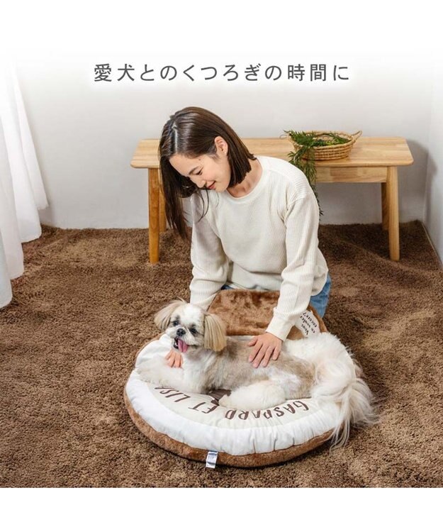 PET PARADISE リサとガスパール 遠赤外線 くつろぎマット  Ｍ ホワイト×ブラウン