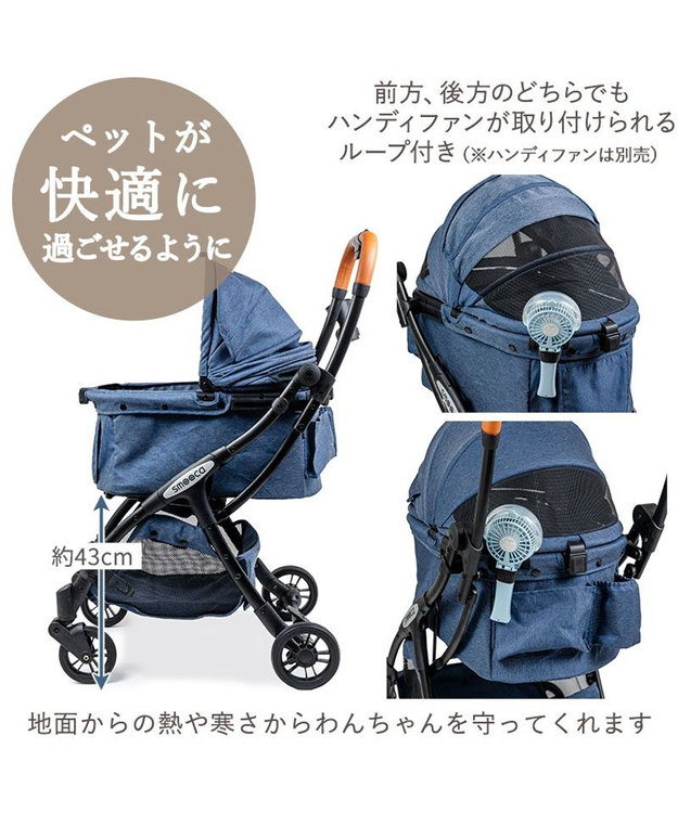 PET PARADISE smooca ネオ ワンロック ペットカート《デニム調》 インディゴブルー