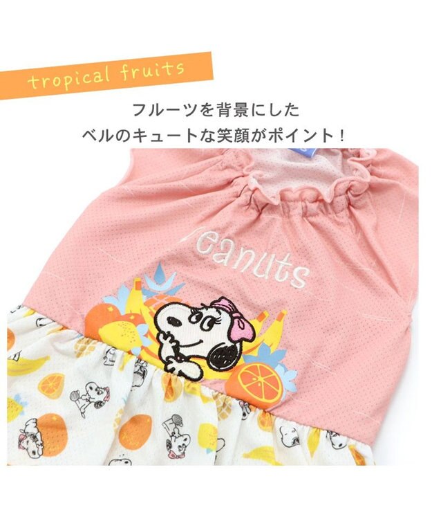 PET PARADISE 犬の服 春夏 ひんやり クール メッシュ 接触冷感 虫よけ スヌーピー フルーツ柄ワンピース 【小型犬】クールマックスエコメイド オレンジ